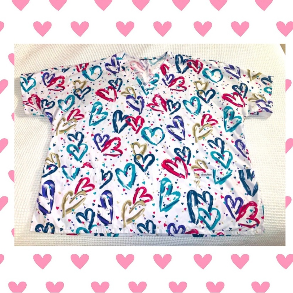 Cherokee Hearts Scrub Top